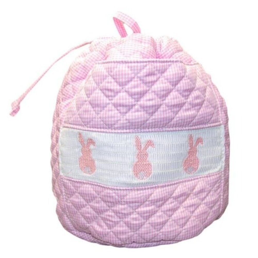 MSC Smocked Pink Bunny Rabbit Ditty Bag Easter gingham toiletry bag waterproof t